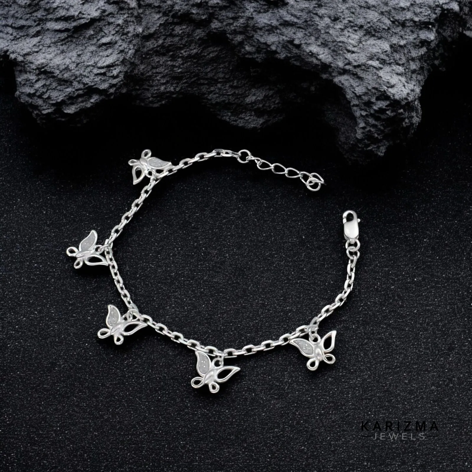 Indian 925 Sterling Silver stylish Butterfly Charms Bracelet for Girls