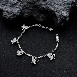 Indian 925 Sterling Silver stylish Butterfly Charms Bracelet for Girls