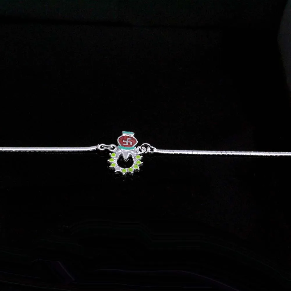 Indian Real Silver Bracelet Rakhi for men women 8"
