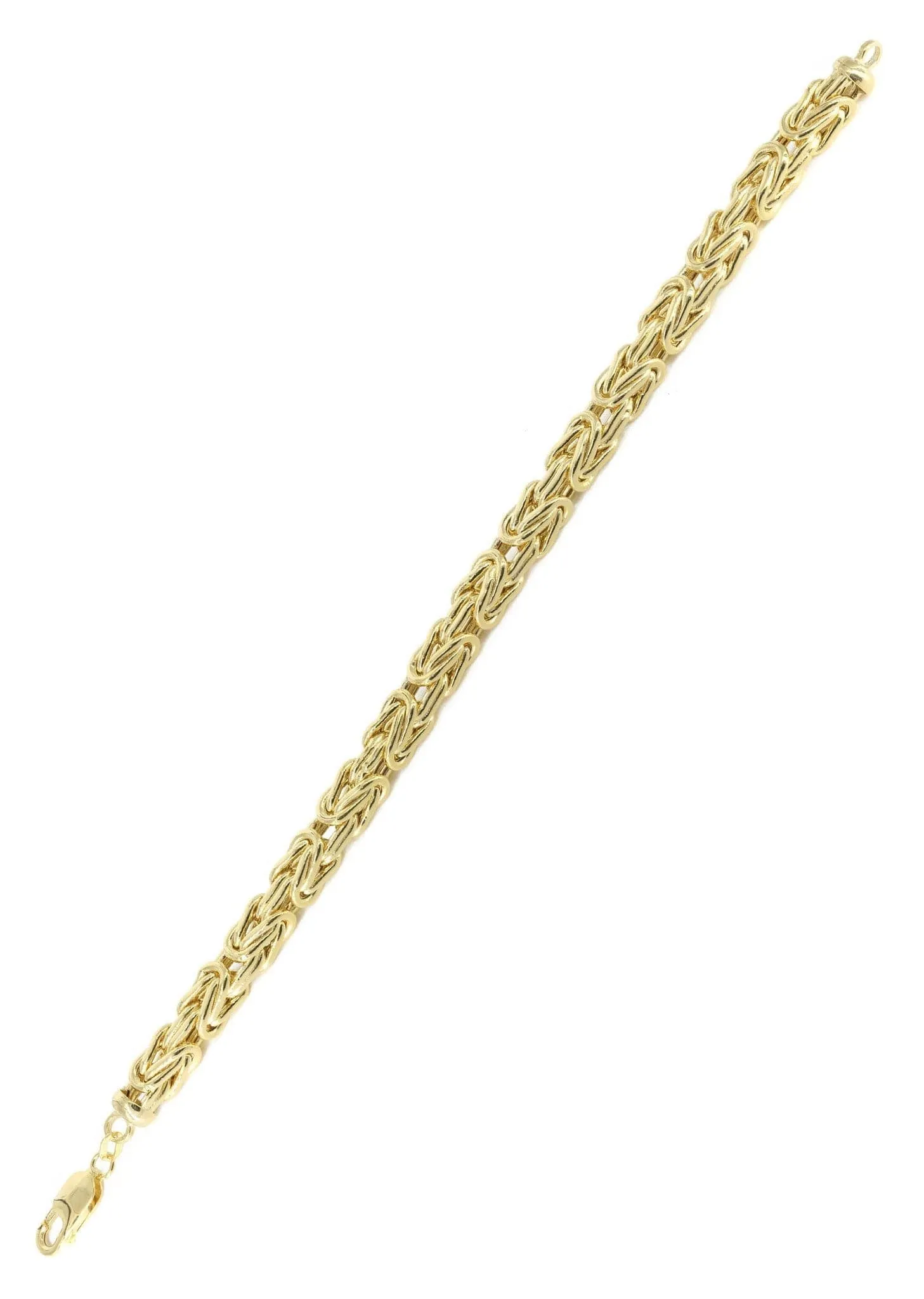 Italian Mens Semi Solid Byzantine Bracelet 10K/14K Yellow Gold