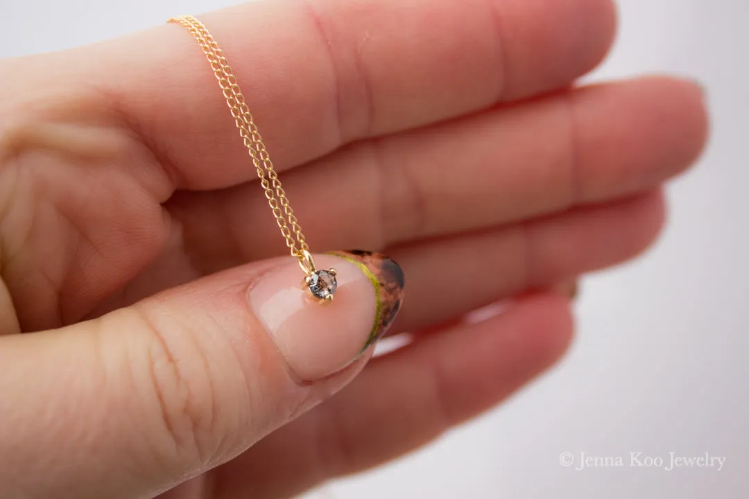 Itty-Bitty 3mm Diamond Charm/Necklace | 14k Yellow Gold