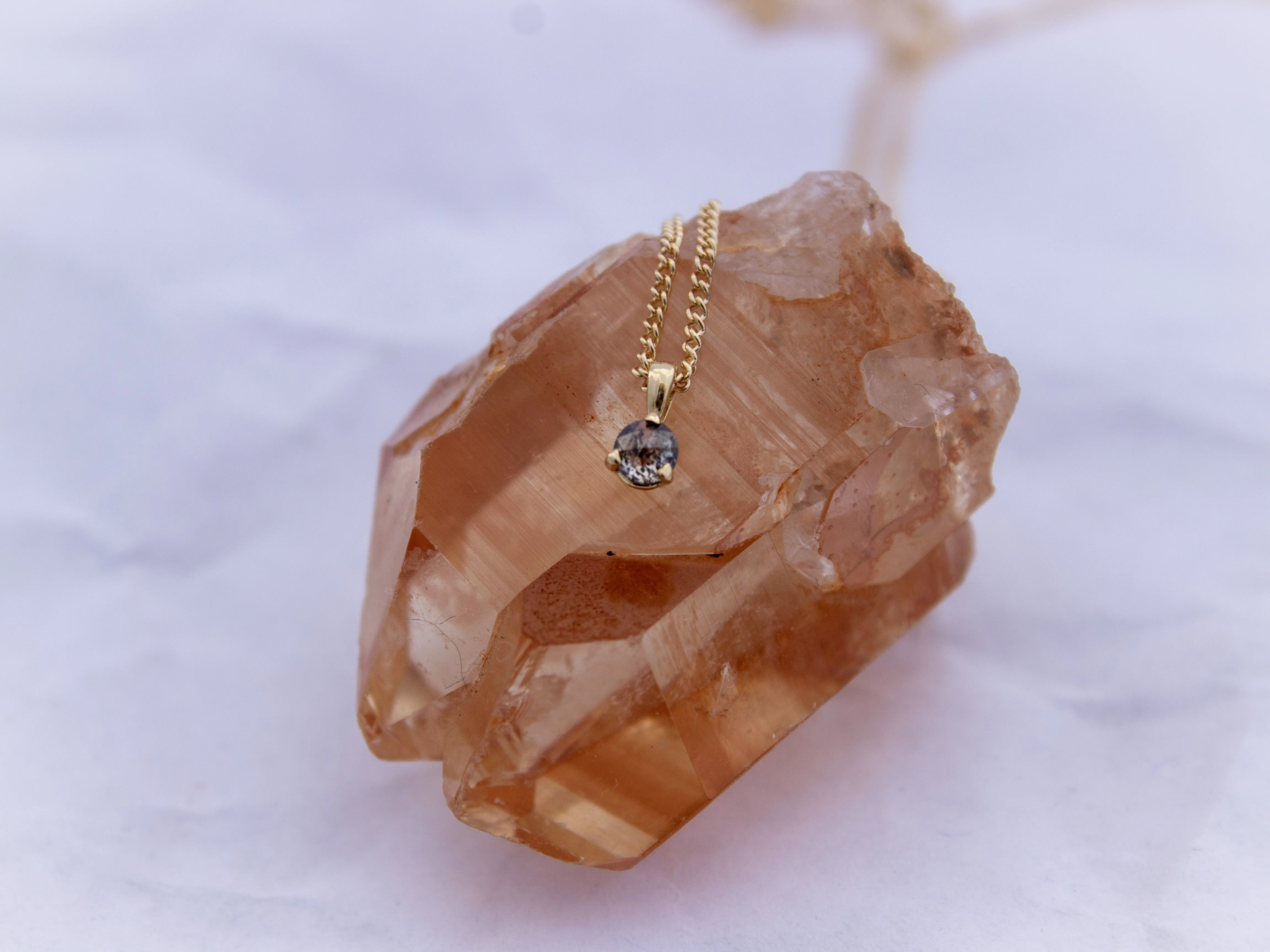 Itty-Bitty 3mm Diamond Charm/Necklace | 14k Yellow Gold