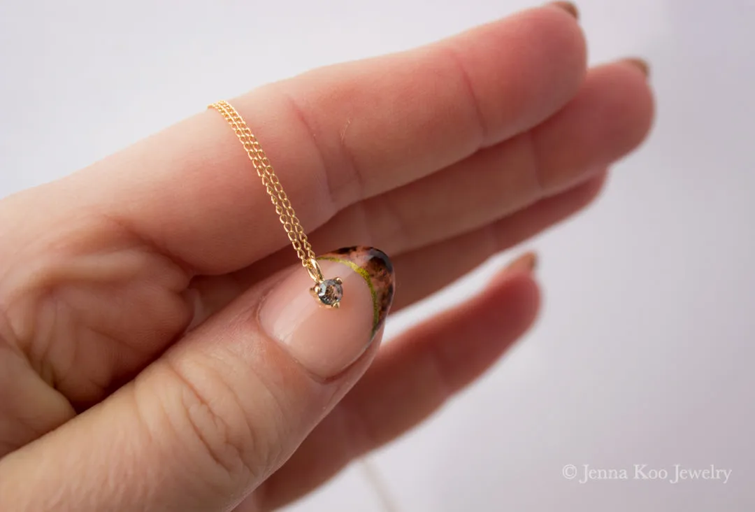 Itty-Bitty 3mm Diamond Charm/Necklace | 14k Yellow Gold