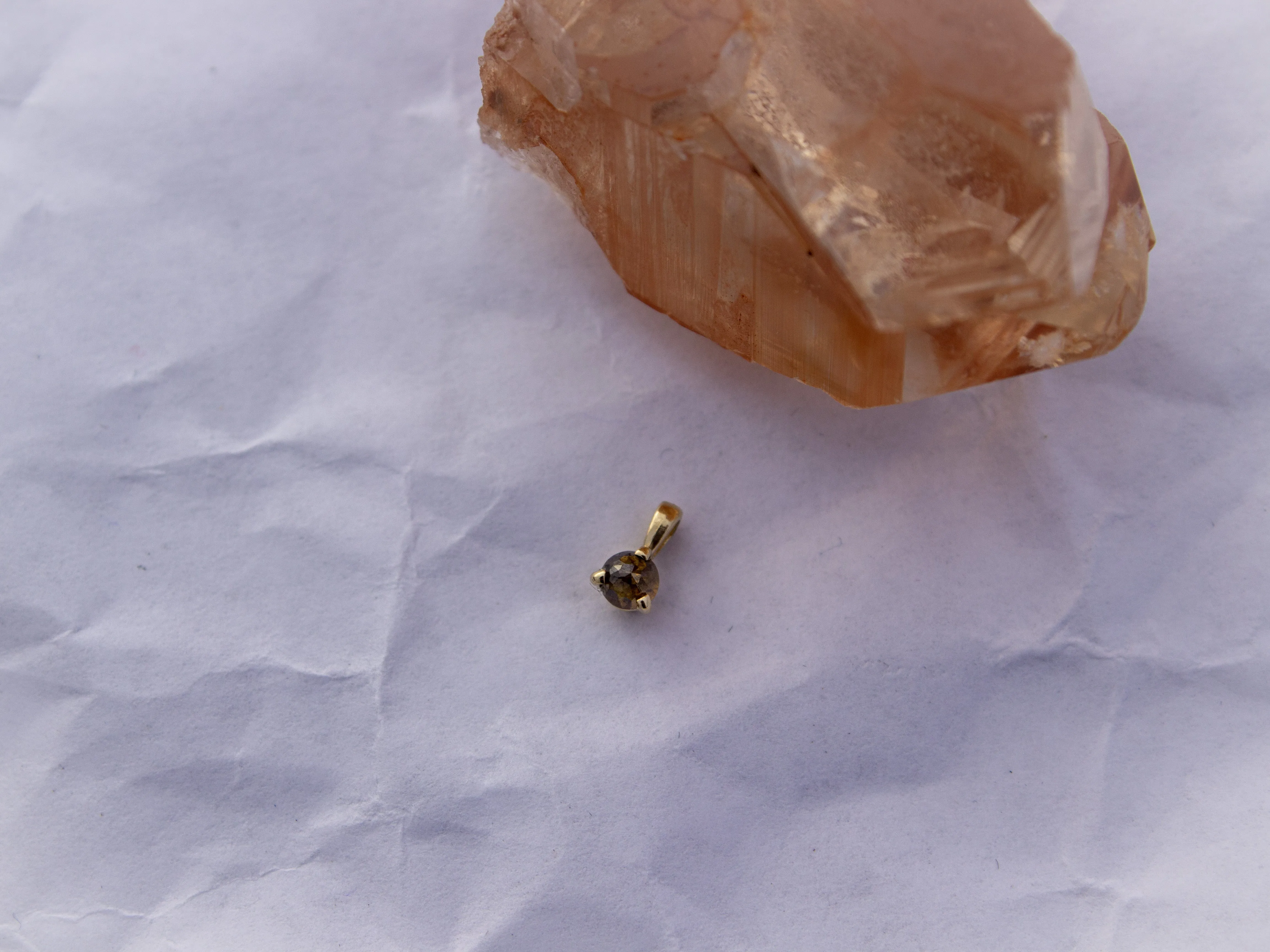 Itty-Bitty 3mm Diamond Charm/Necklace | 14k Yellow Gold