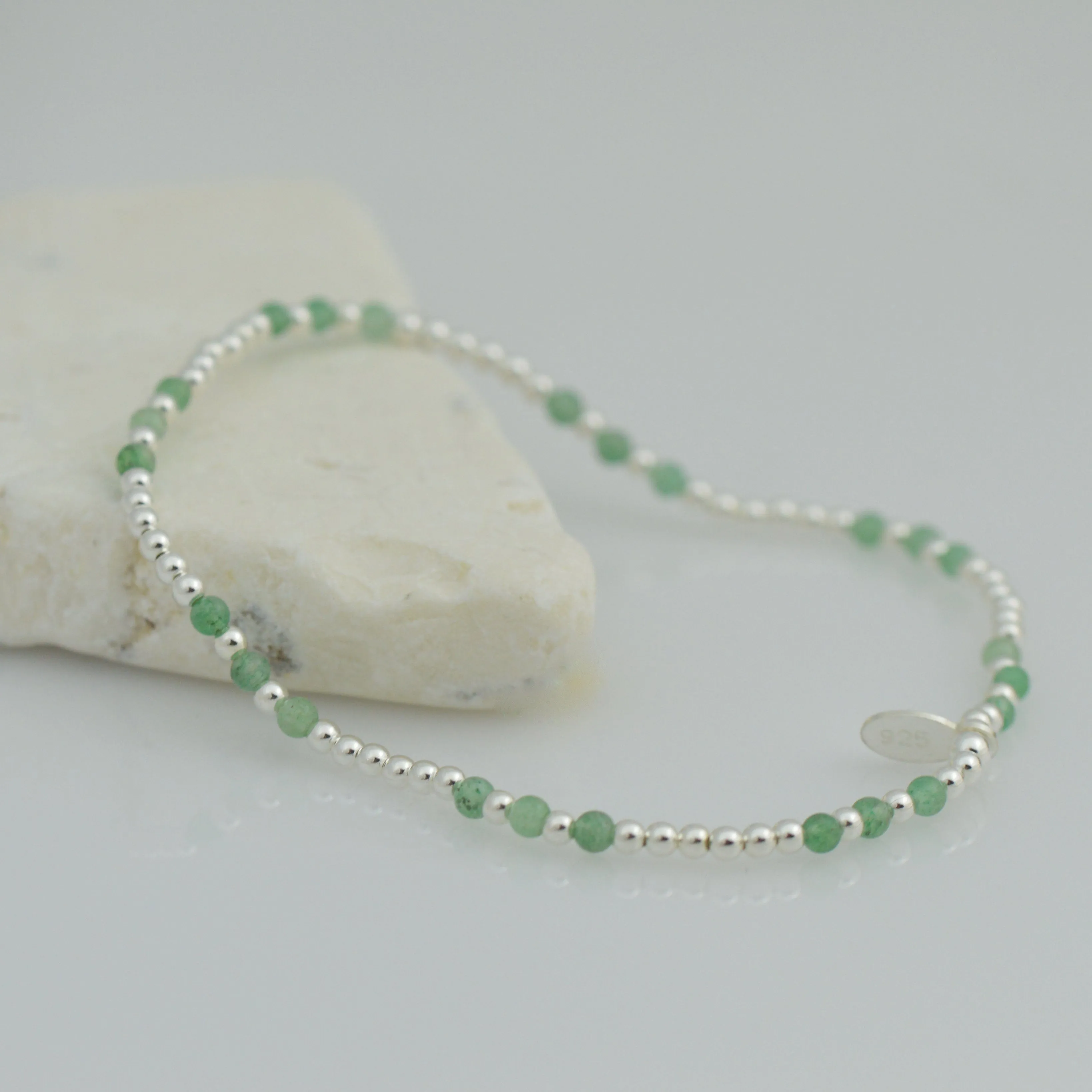 Jade & Silver Stretchy Bracelet