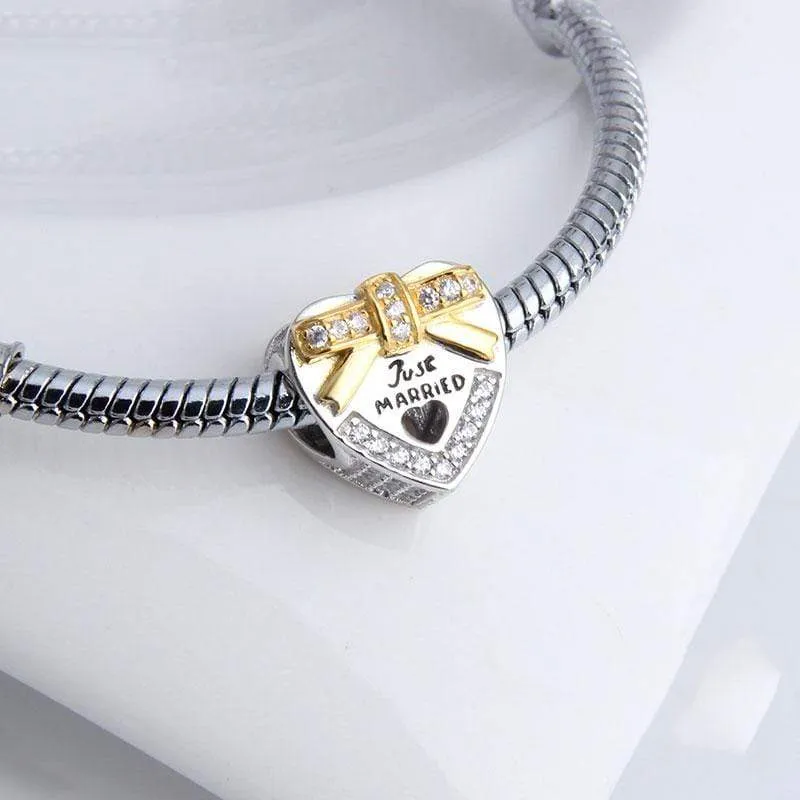 Just Married Heart Charm
