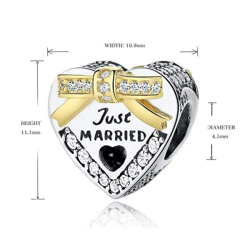 Just Married Heart Charm