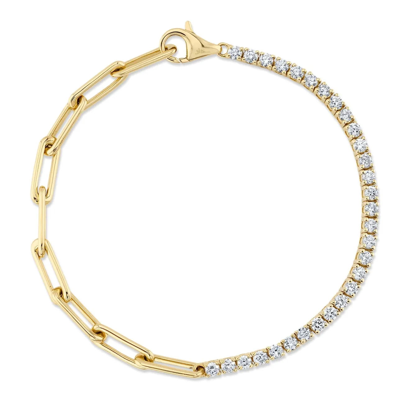 Kate 14K Yellow Gold 1.50 ct Diamond Paper Clip Link Bracelet