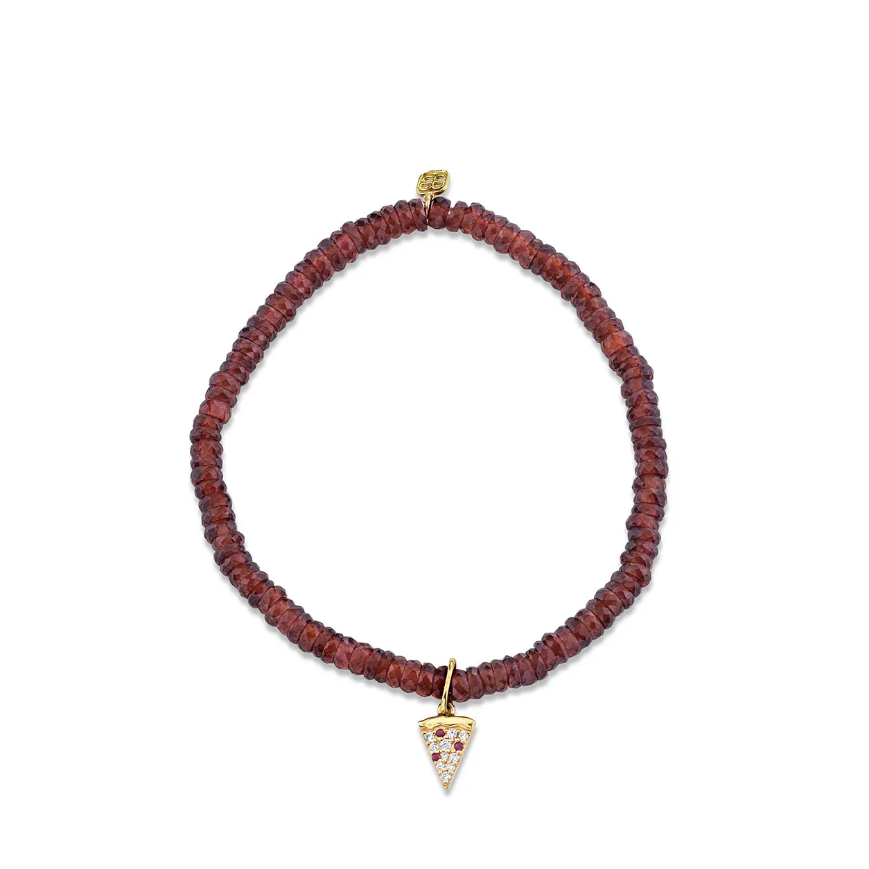 Kids Collection Gold & Diamond Pizza Slice on Garnet