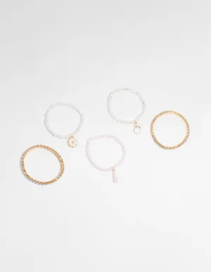 Kids Gold Cupchain & Bunny Bracelets 5-Pack