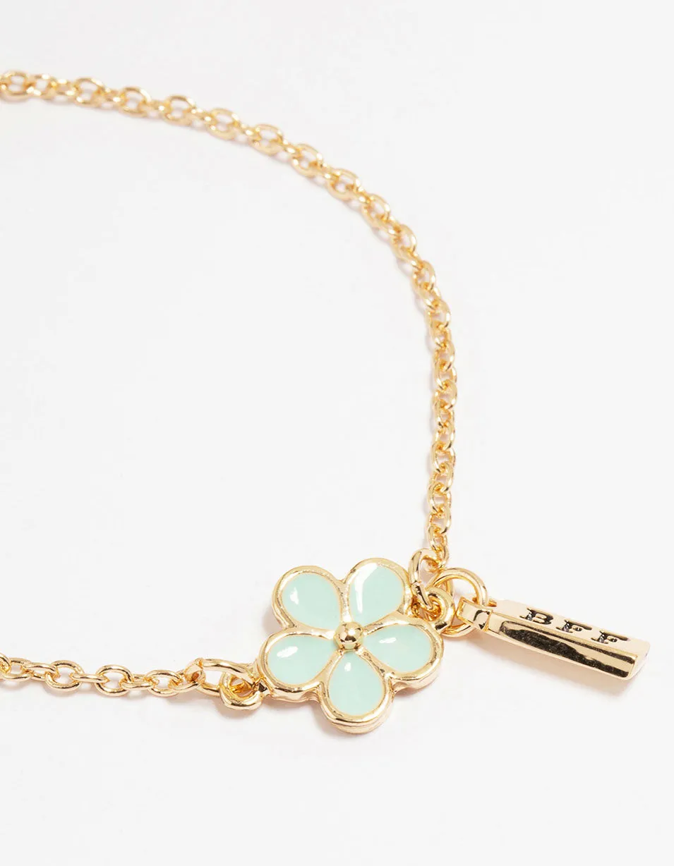 Kids Gold Flower Best Friends Bracelets 3-Pack
