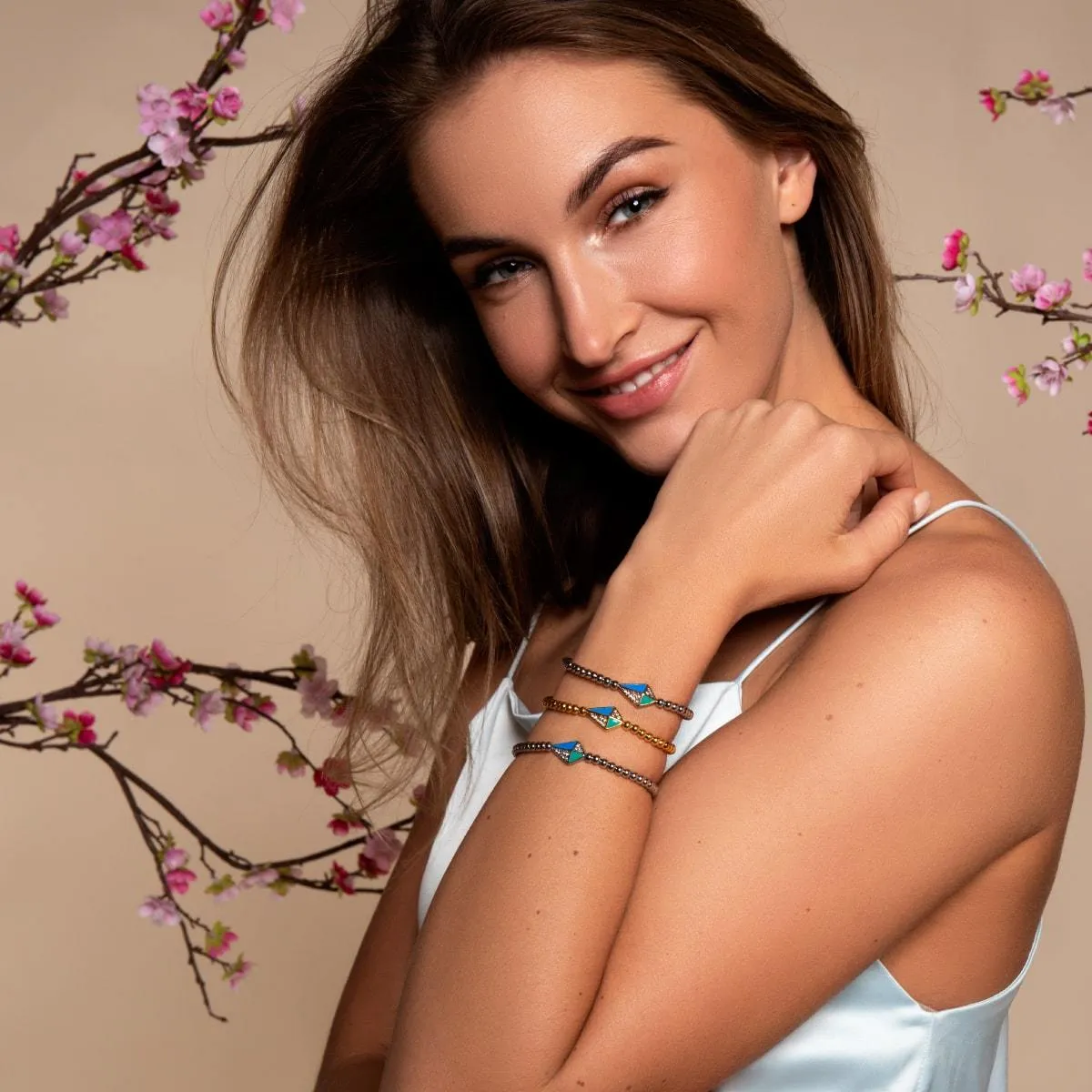 Kite | 18k Gold & Cream | Enamel | Crystal Macrame Charmballa Bracelet