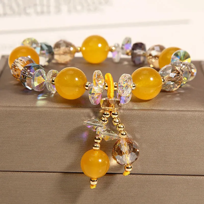 Korean style fashion fresh crystal bracelet female student Navy Crystal Pearl Crystal Pendant wrist bracelets for woman jewelry