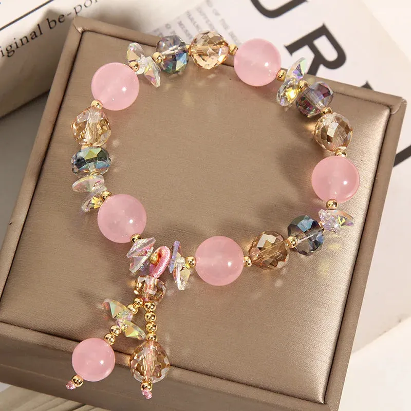 Korean style fashion fresh crystal bracelet female student Navy Crystal Pearl Crystal Pendant wrist bracelets for woman jewelry