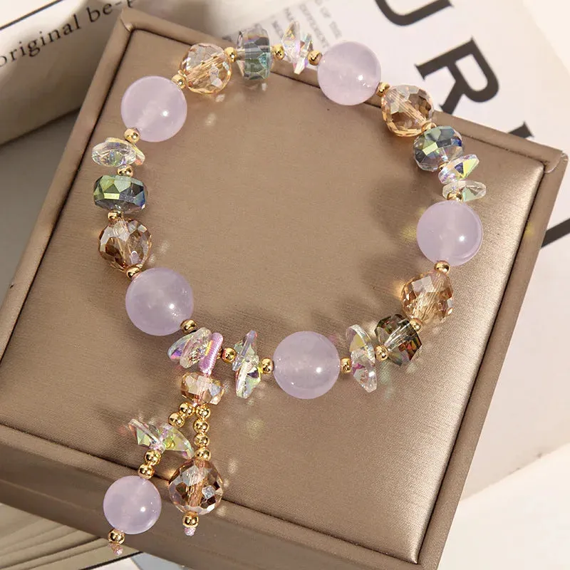 Korean style fashion fresh crystal bracelet female student Navy Crystal Pearl Crystal Pendant wrist bracelets for woman jewelry