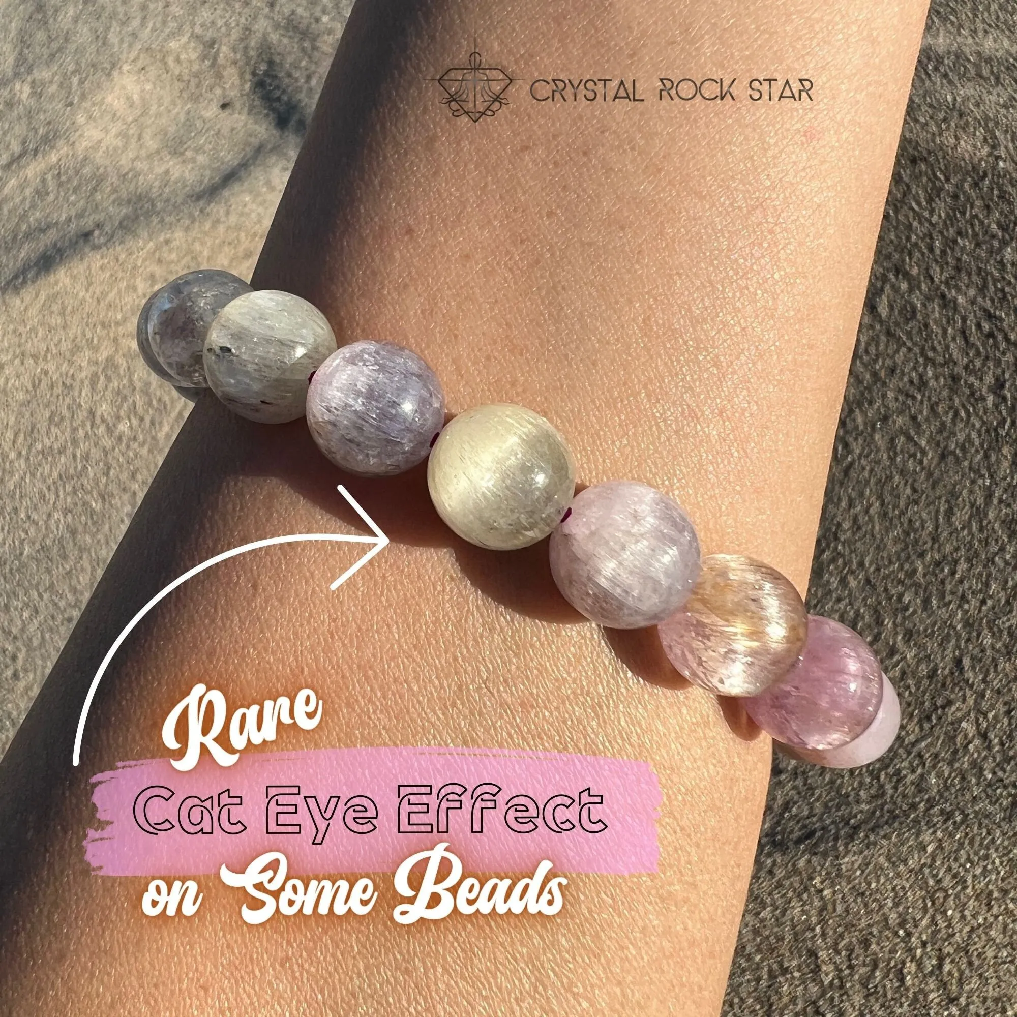 Kunzite Cat Eye Champagne Pink Bracelet 11mm