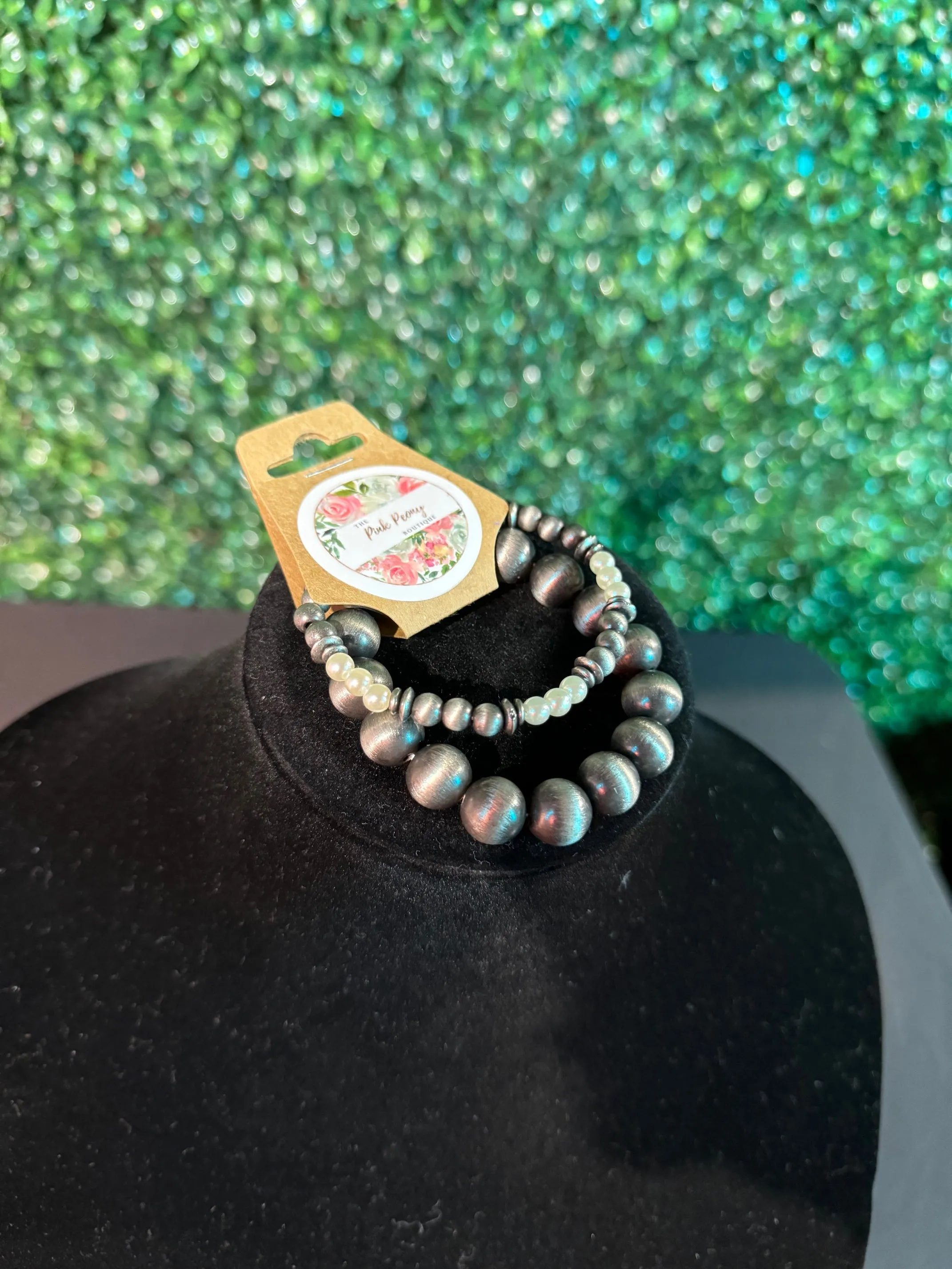 Large Bead Faux Navajo Pearl Necklace