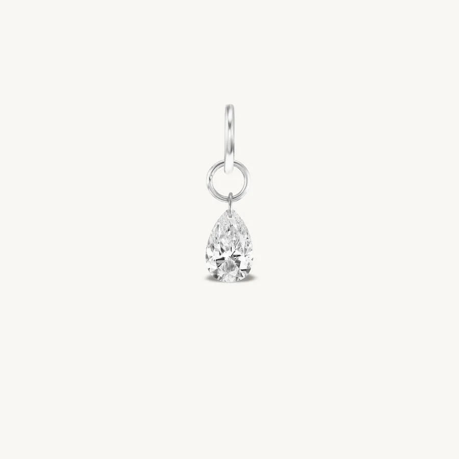 Large Pear Pierced Diamond Charm for Chains