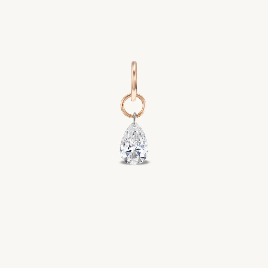 Large Pear Pierced Diamond Charm for Chains