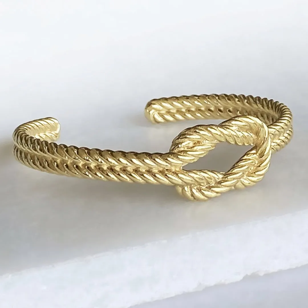 Lariat "Love Me Knot" - Twisted Rope and 14K Gold on Brass Bracelet