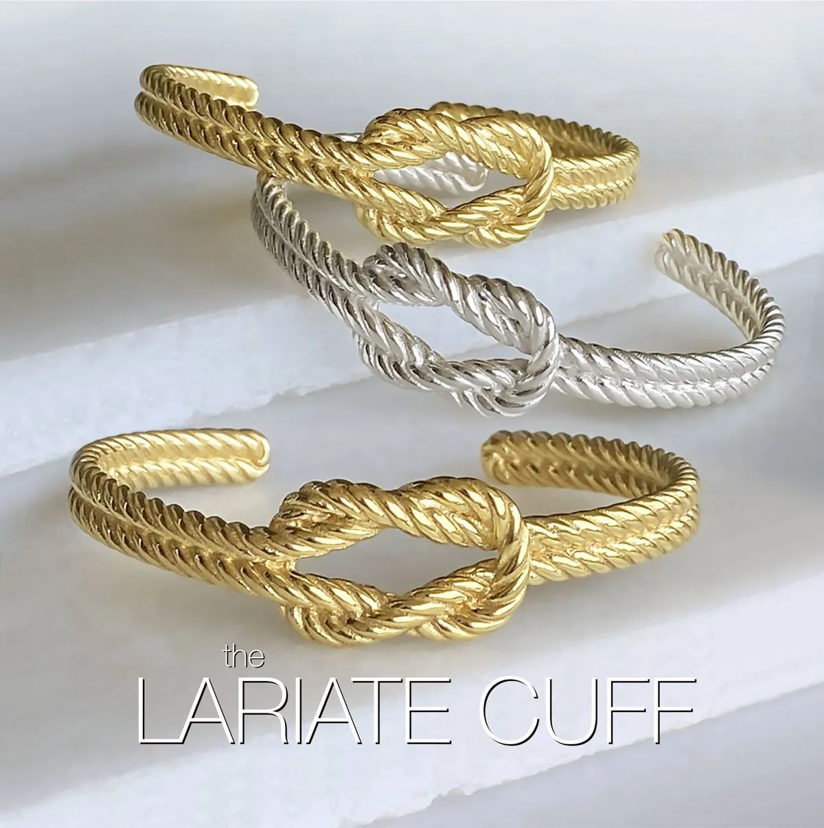 Lariat "Love Me Knot" - Twisted Rope and 14K Gold on Brass Bracelet