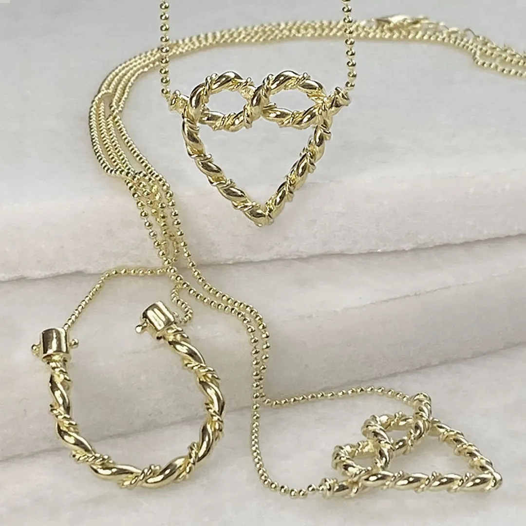 Lariat "Love Me Knot" - Twisted Rope and 14K Gold on Brass Bracelet