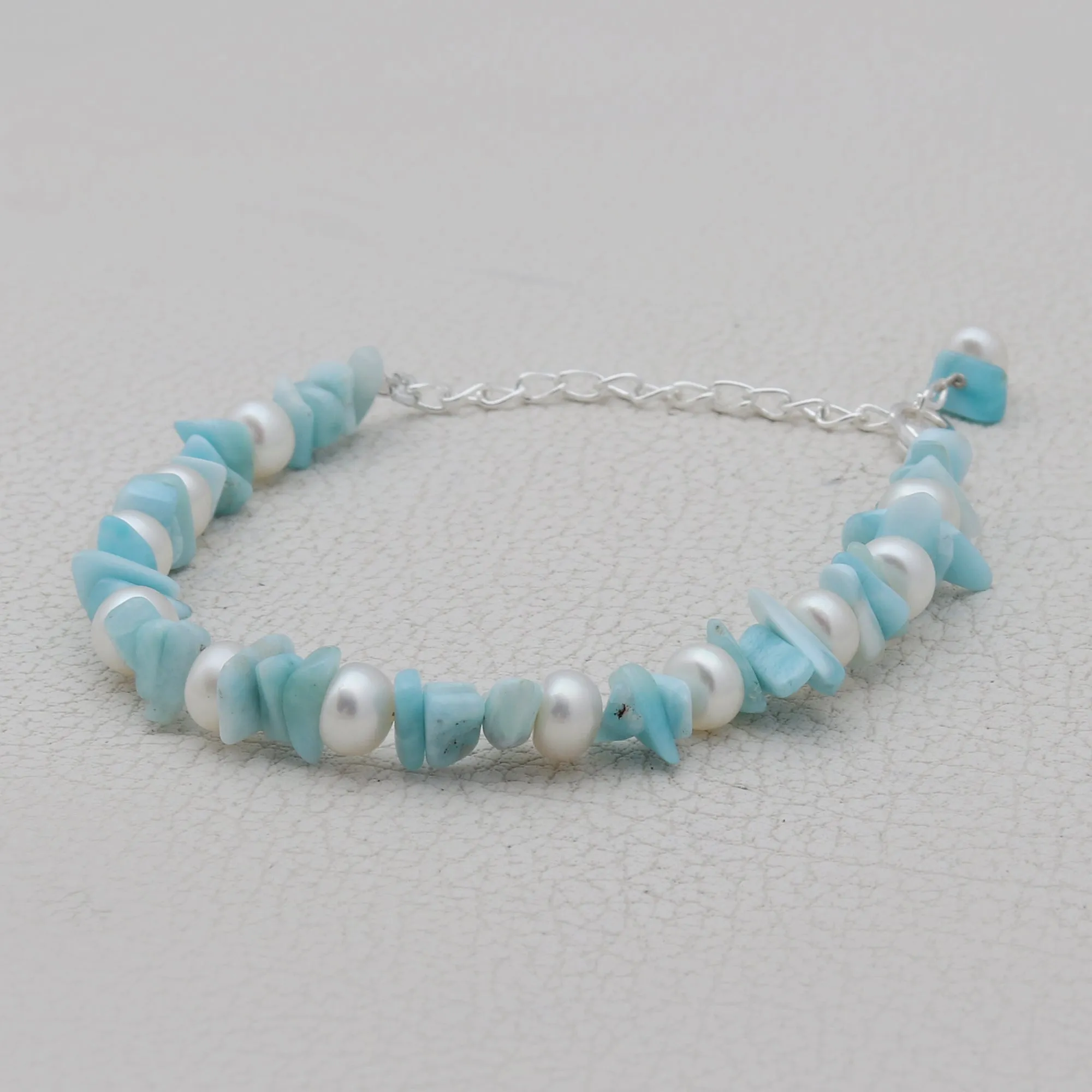 Larimar & Pearl Beads Bracelet