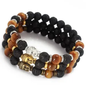 Lava Energy Stone Buddha Mala Bracelets