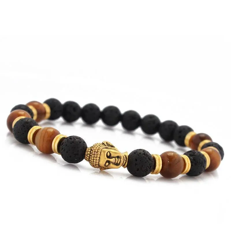 Lava Energy Stone Buddha Mala Bracelets