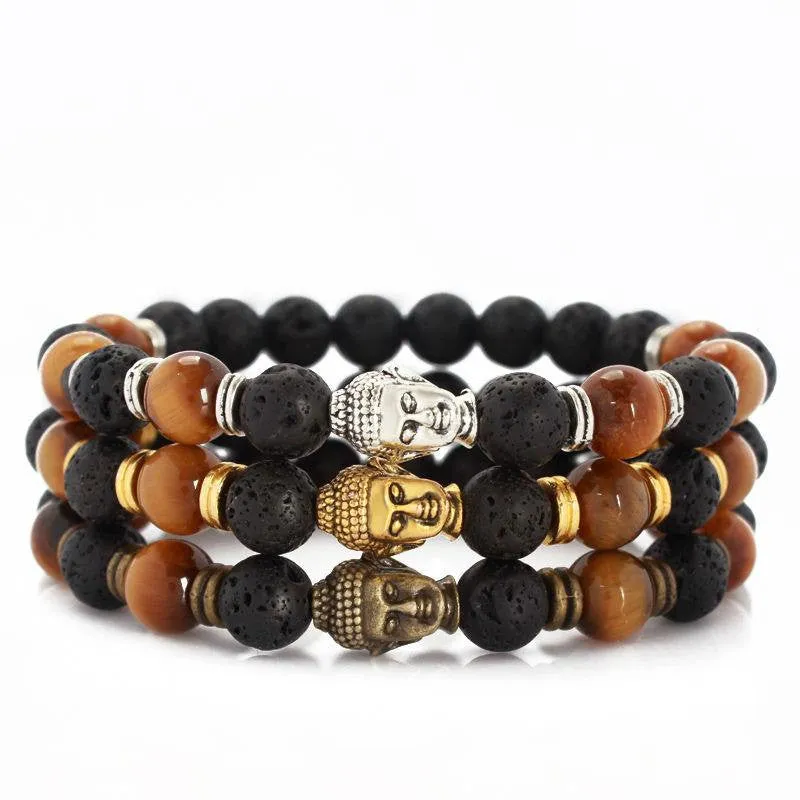 Lava Energy Stone Buddha Mala Bracelets