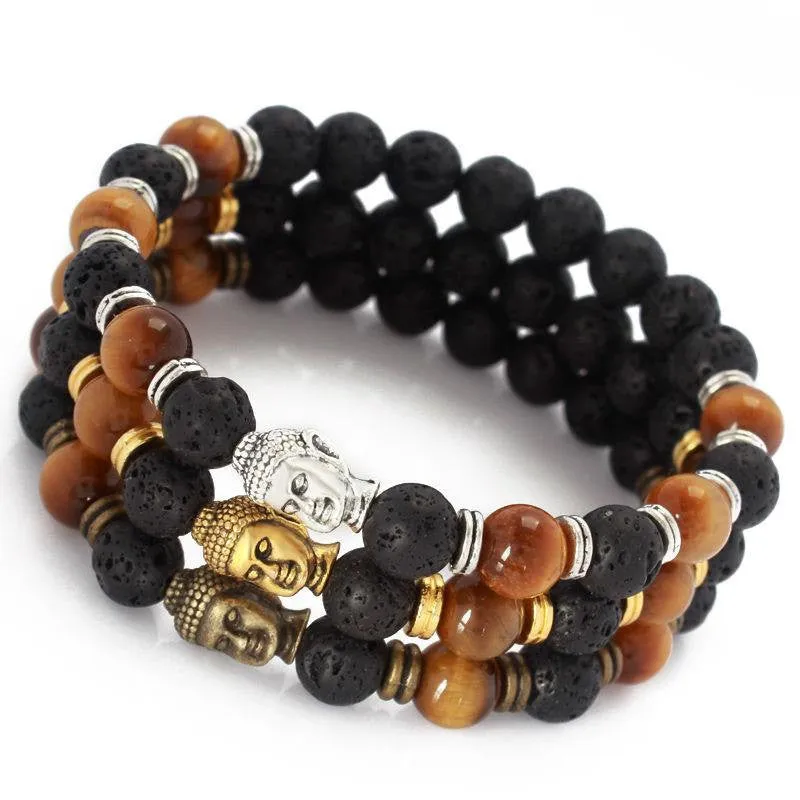 Lava Energy Stone Buddha Mala Bracelets
