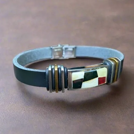 Leather Amber Men's Bracelet, Jan