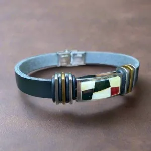 Leather Amber Men's Bracelet, Jan