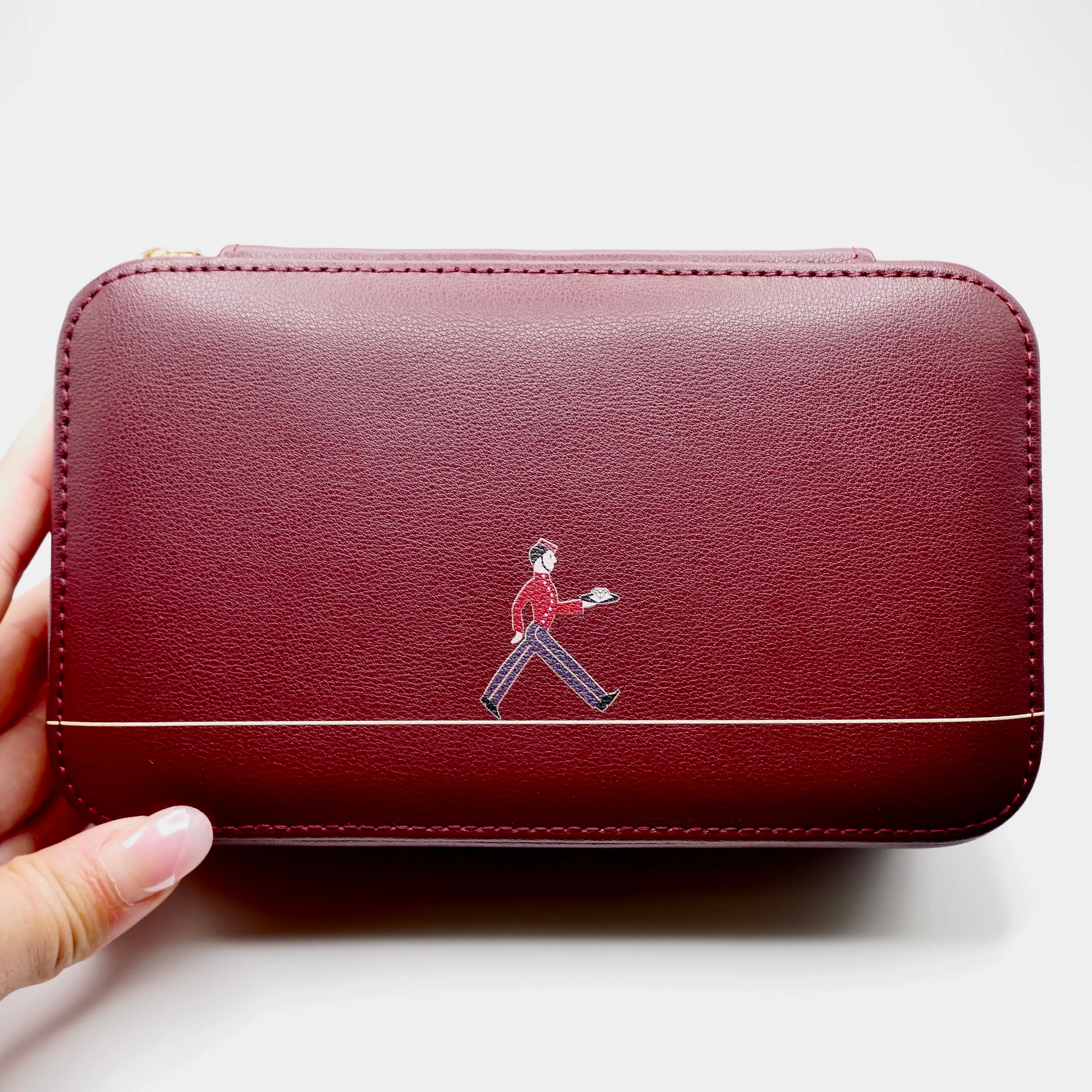 Leather Bellboy Burgundy Jewelry Box
