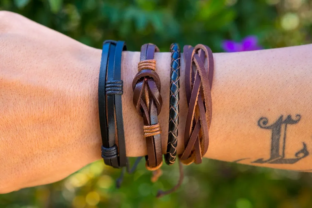 leather bracelet braided - neat black