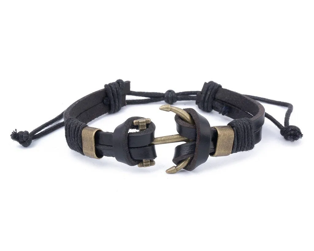 Leather Bracelet Large metal anchor