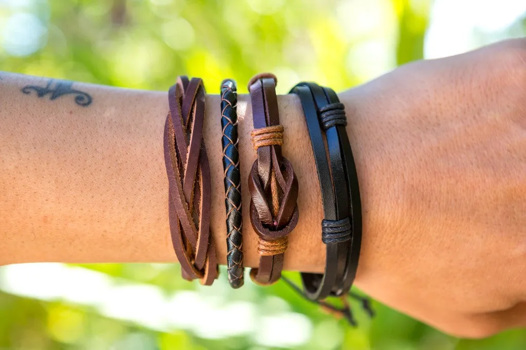leather bracelet multistrand - black