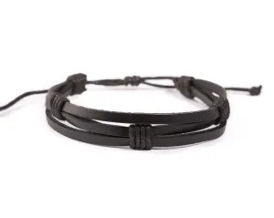 leather bracelet multistrand - black