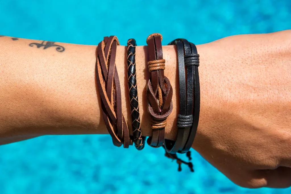 leather bracelet multistrand - black