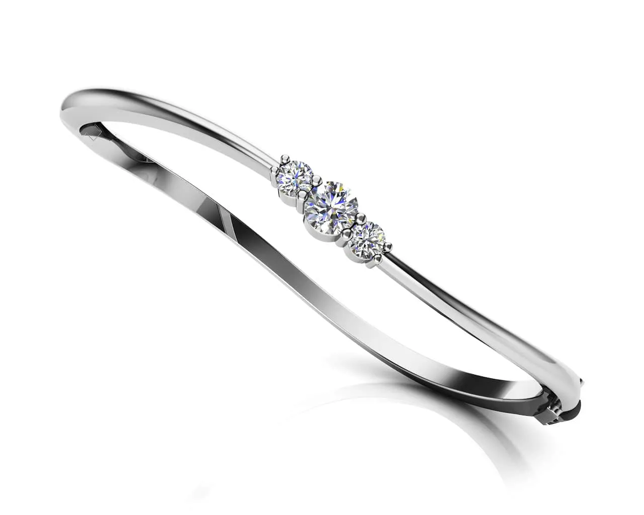 Legendary Curved Lab-Grown Diamond Bangle with 1.00 ct.(finished) 4mm, 5mm