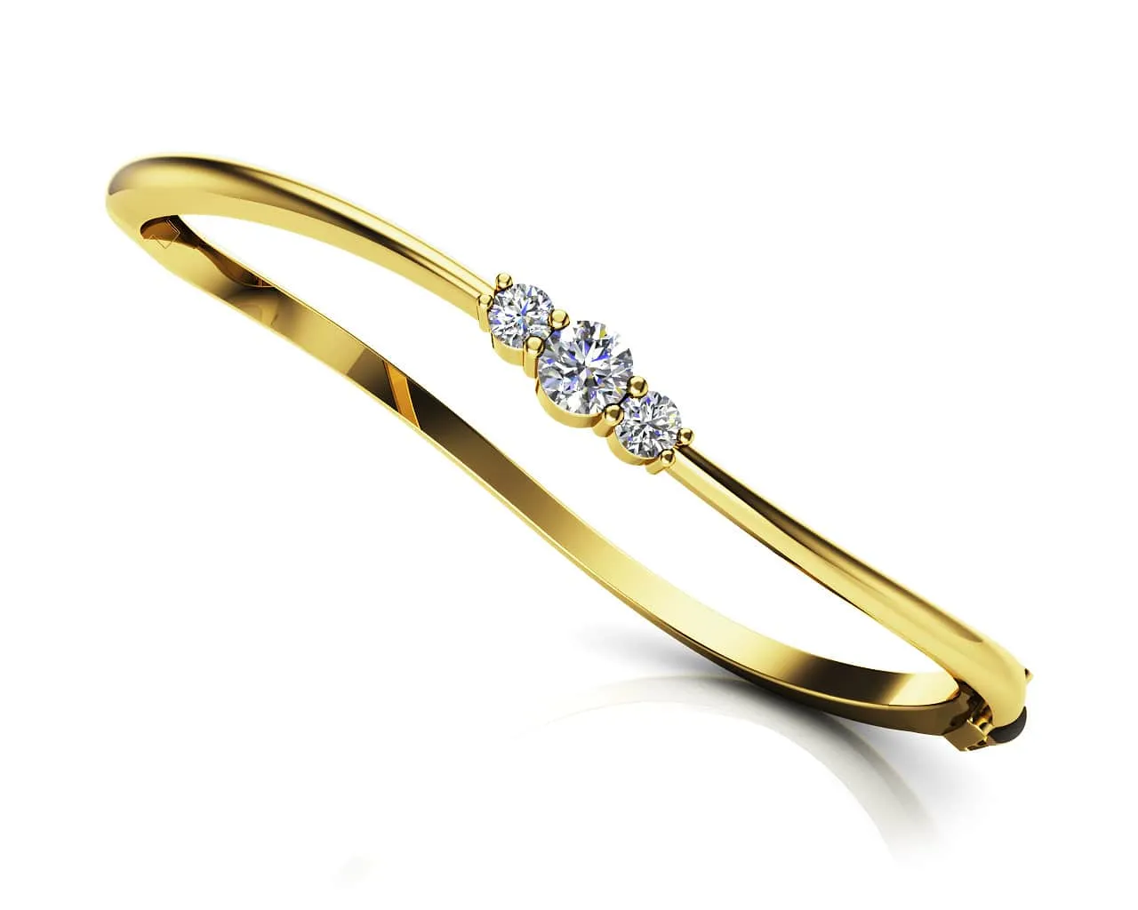 Legendary Curved Lab-Grown Diamond Bangle with 1.00 ct.(finished) 4mm, 5mm