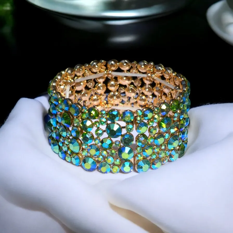 LIRA - green ab stretch bubble rhinestone bracelet
