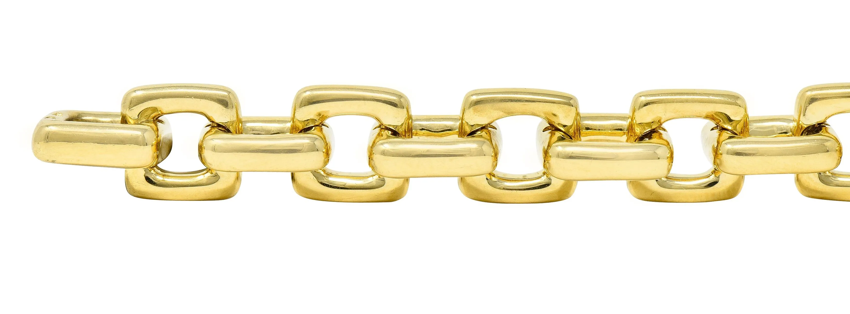 Louis Vuitton Paris 2000's 18 Karat Yellow Gold Square Lock & Key Vintage Charm Bracelet