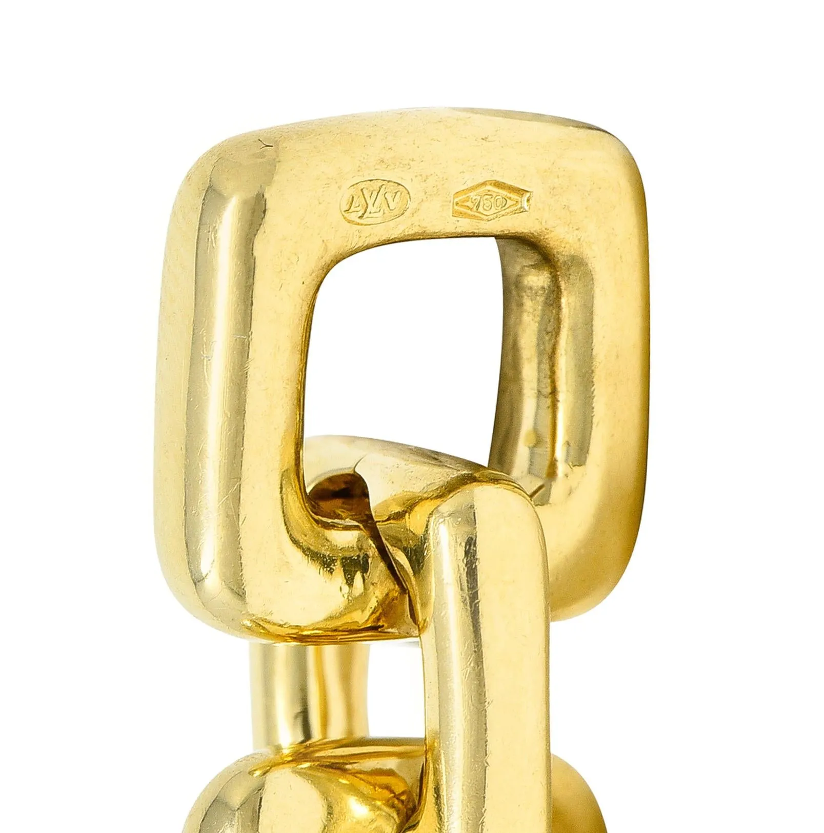 Louis Vuitton Paris 2000's 18 Karat Yellow Gold Square Lock & Key Vintage Charm Bracelet