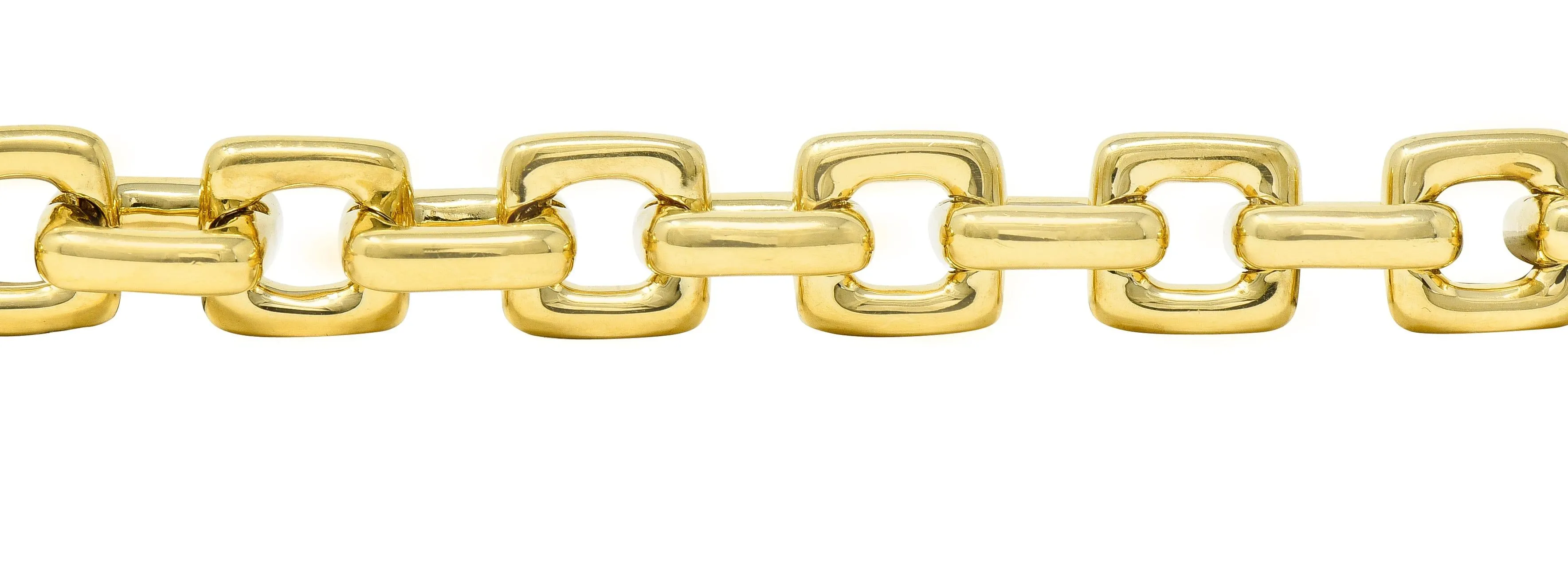 Louis Vuitton Paris 2000's 18 Karat Yellow Gold Square Lock & Key Vintage Charm Bracelet