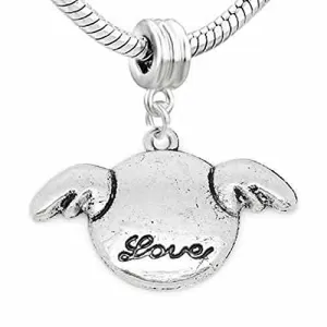 Love Carved on Wing Charm Dangle European Bead Compatible for Most European Snake Chain Bracelet