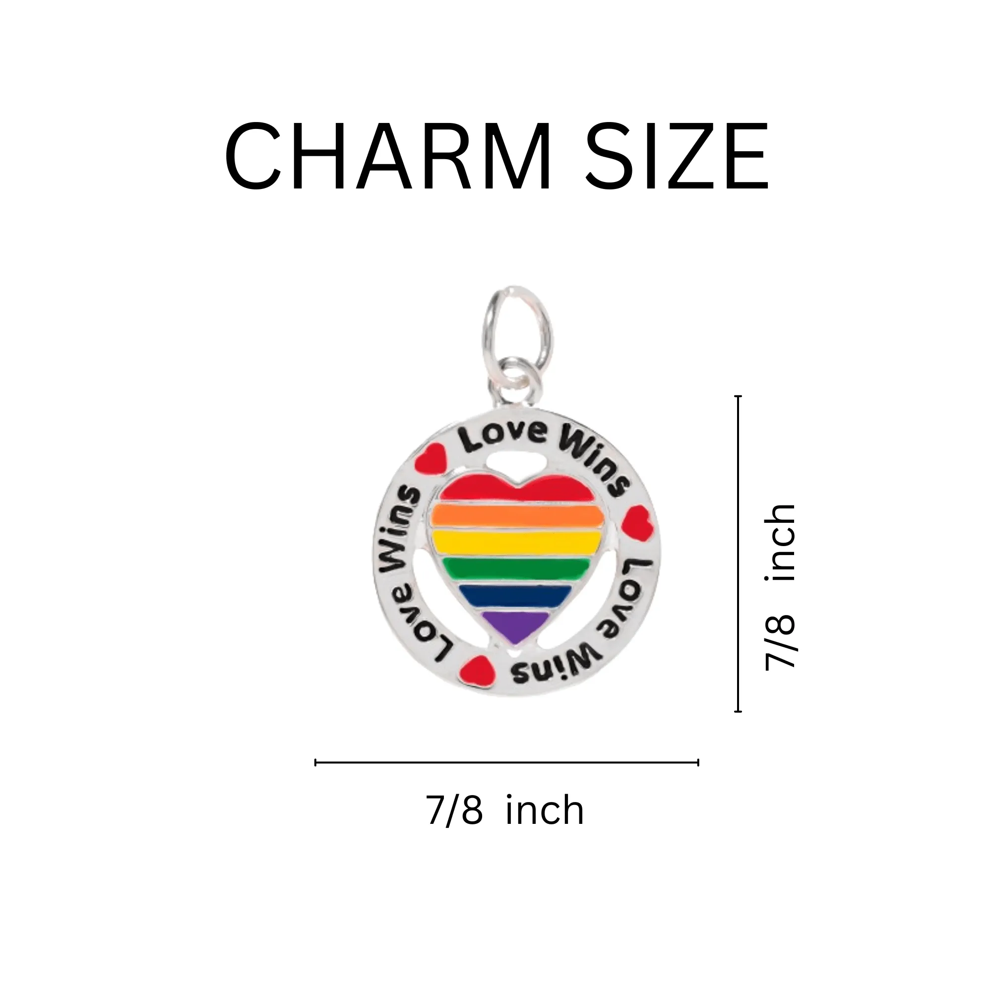 Love Wins Circle Rainbow Round Heart Partial Beaded Bracelets (12 Bracelets)