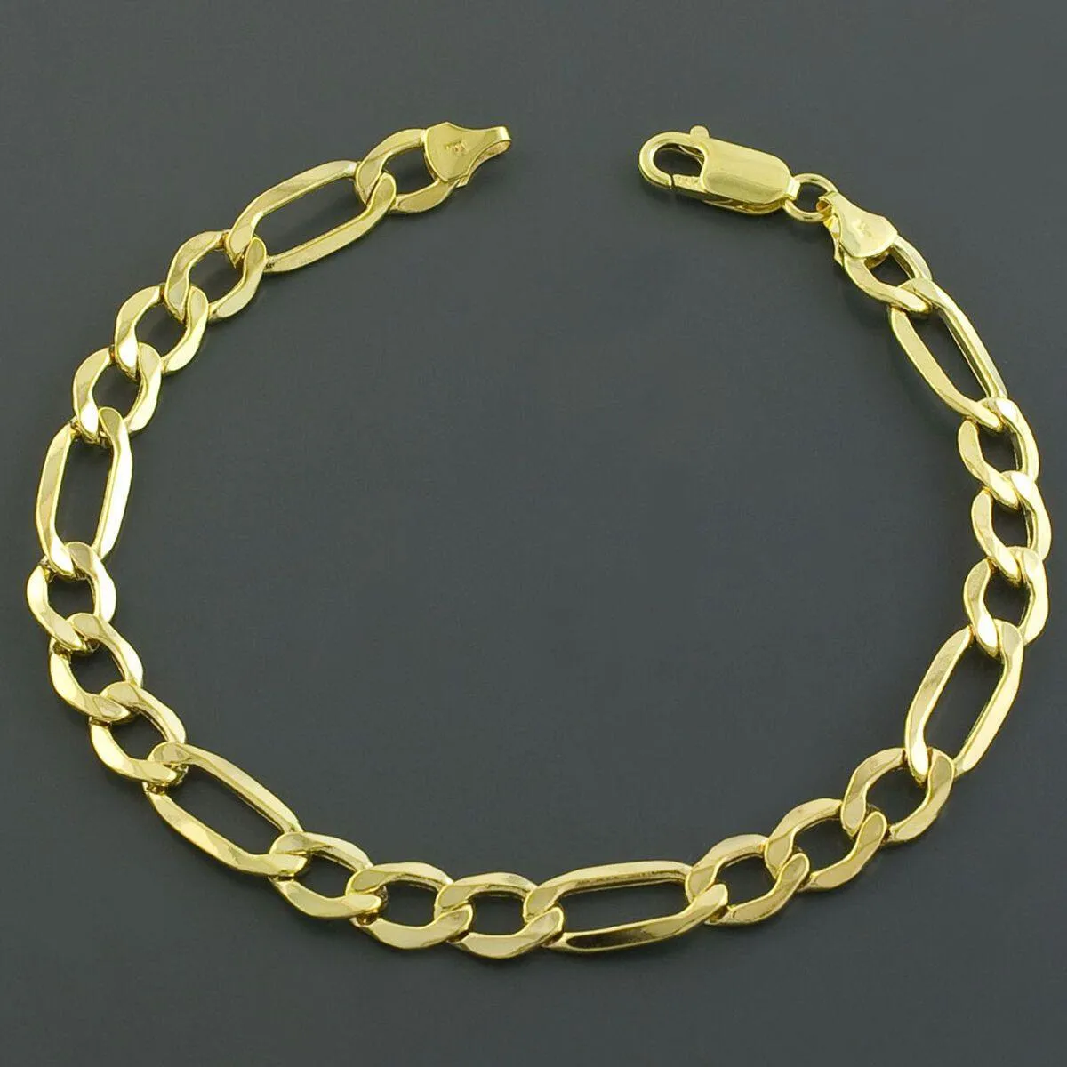 Lovely 10K Yellow Gold 8" 2mm Hollow Figaro Chain Bracelet