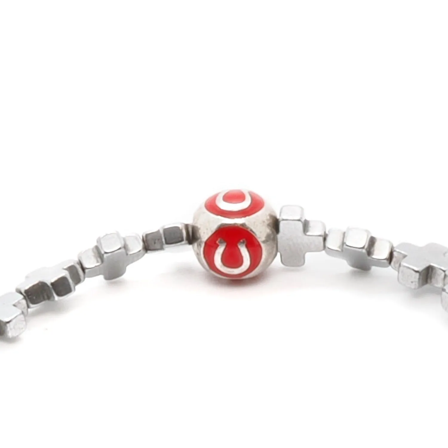 Lucky Love Silver Hematite Stone Beaded Bracelet