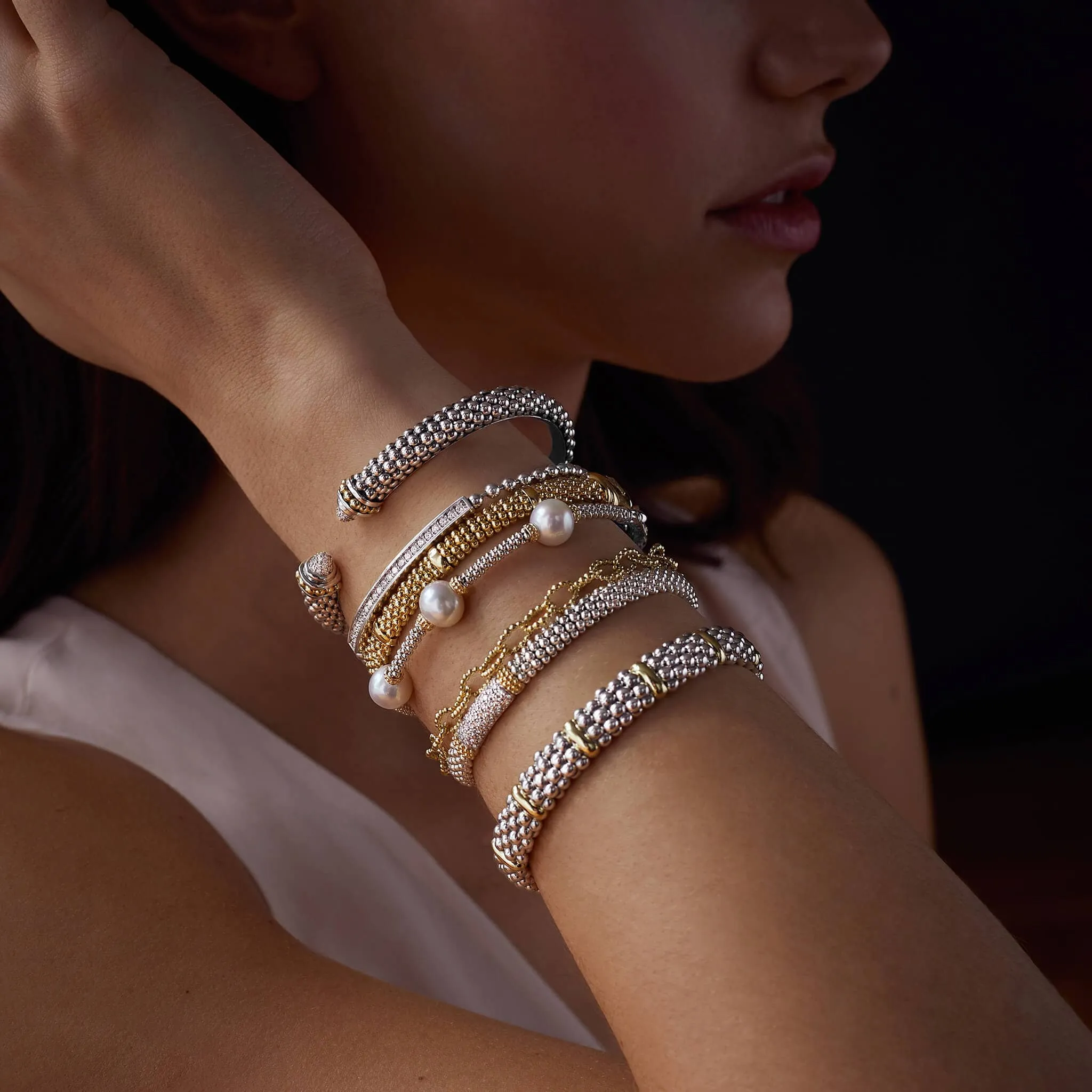 Luna Three Pearl Caviar Bracelet